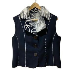 Outerwear by Lisa Fur Reversible Vest Size M Black White Cardigan